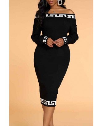 Lovely Casual Patchwork Black Knee Length Dress