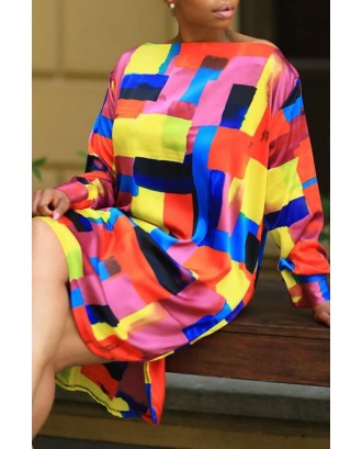 Lovely Casual Color Block Patchwork Multicolor Knee Length Dress