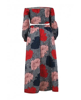 Lovely Casual Loose Print Red Plus Size Two-piece Skirt Set