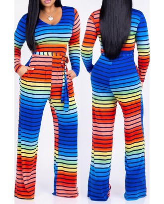 Lovely Casual Striped Multicolor One-piece Jumpsuit