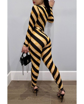 Lovely Trendy Striped Yellow One-piece Jumpsuit