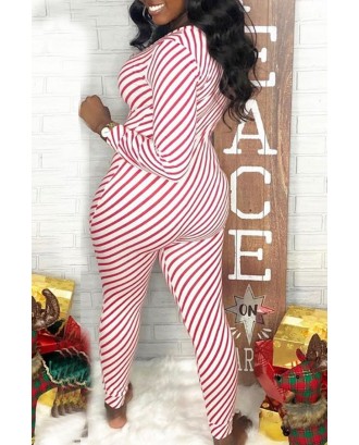 Lovely Casual Striped Skinny Red One-piece Jumpsuit