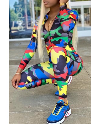 Lovely Stylish Camouflage Printed Multicolor One-piece Jumpsuit