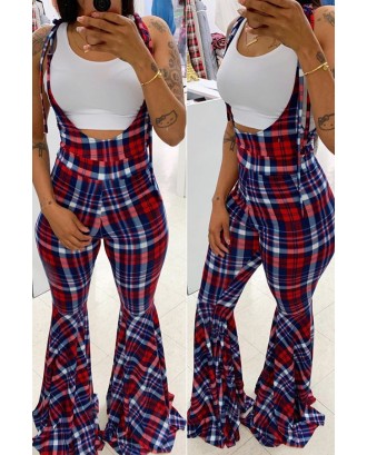 Lovely Casual Plaid Printed Multicolor One-piece Jumpsuit
