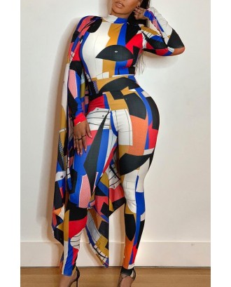 Lovely Trendy Cloak Design Multicolor One-piece Jumpsuit
