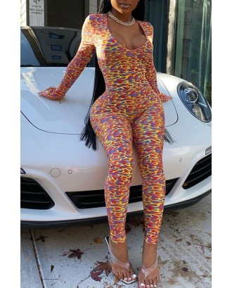 Lovely Sexy Skinny Print Multicolor One-piece Jumpsuit