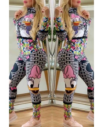 Lovely Casual Character Printed Multicolor One-piece Jumpsuit