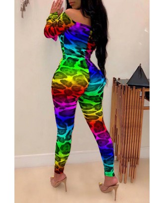 Lovely Sexy Leopard Printed Multicolor One-piece Jumpsuit