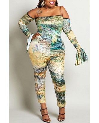 Lovely Trendy Flounce Design Multicolor Plus Size One-piece Jumpsuit