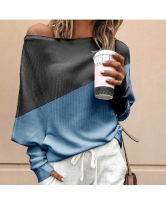 Lovely Work Color-lump Blue Sweater