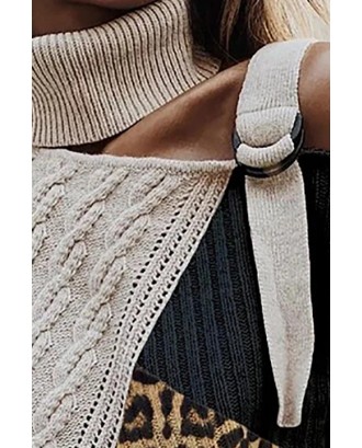 Lovely Casual Turtleneck Patchwork Black Sweater