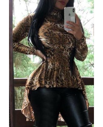 Lovely Casual Leopard Brown Blouse