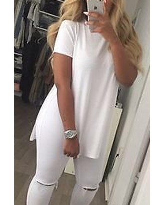 Lovely Casual O Neck White T-shirt