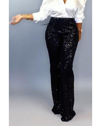 Lovely Casual Sequined Black Pants
