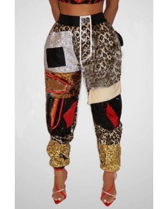Lovely Casual Patchwork Leopard Printed Pants