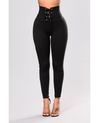 Lovely Chic Lace-up Black Leggings