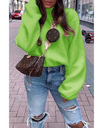Lovely Casual Turtleneck Green Sweatshirt