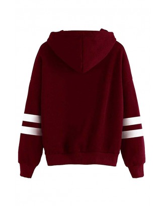 Lovely Casual Hooded Collar Wine Red  Hoodie