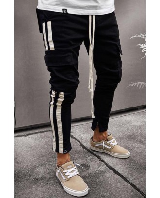 Lovely Casual Striped Patchwork Black Jeans