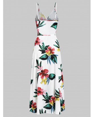 Cami Floral Print Split Maxi Dress - White L