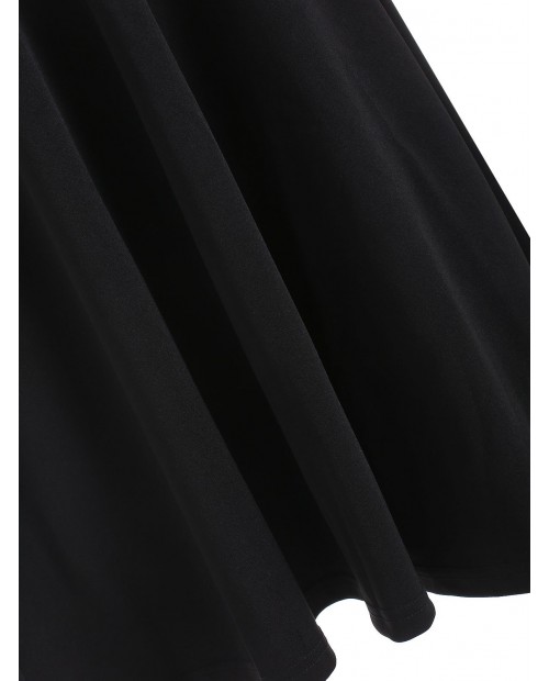 Cut Out One Shoulder Flare Dress - Black L