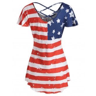 American Flag Butterfly Sleeve T-shirt -  S