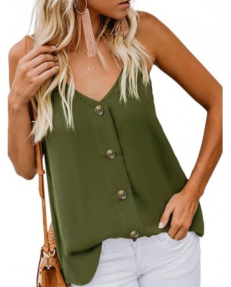 Buttons Cami Top - Army Green S