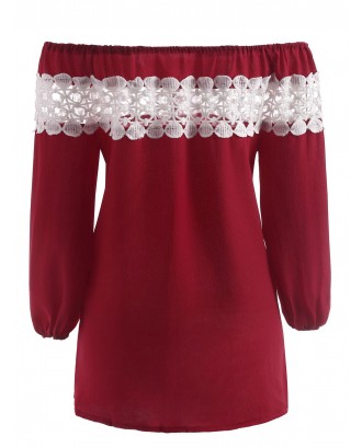 Panel Off The Shoulder Top - Red M